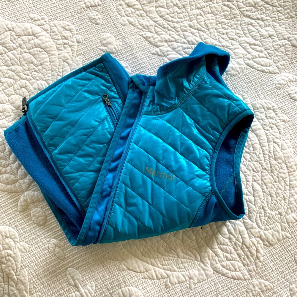 Vintage Marmot Fleece Puffer Vest – Teal